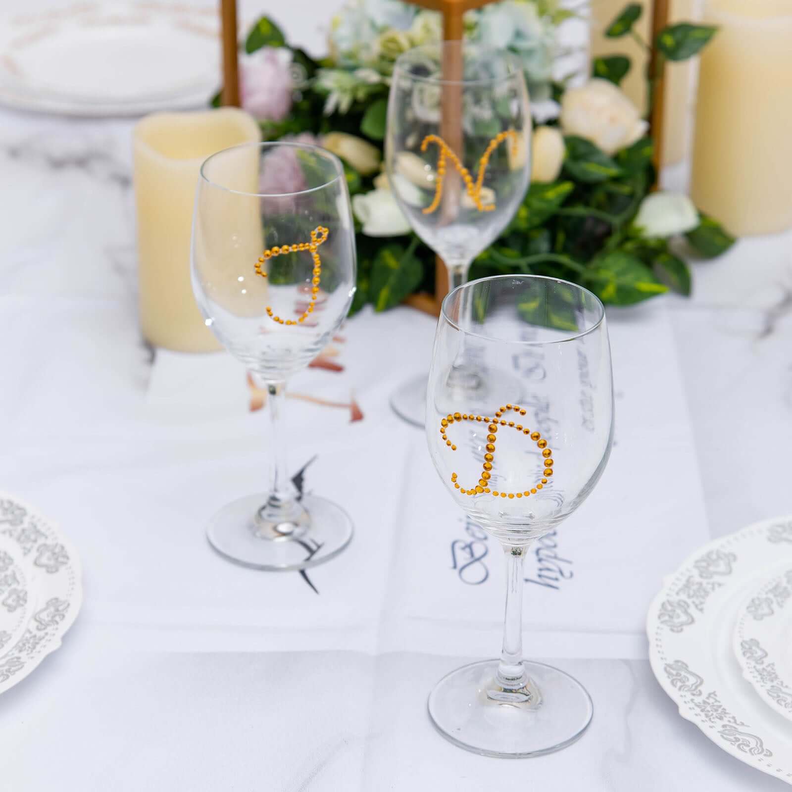 12 Pack 1.5" Gold Rhinestone Monogram Letter Jewel Sticker Self Adhesive DIY Diamond Decor - F