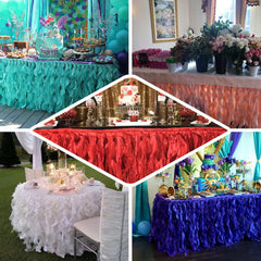 Taffeta 14ft Table Skirt Blush - Cascading Curly Willow Style Table Cover