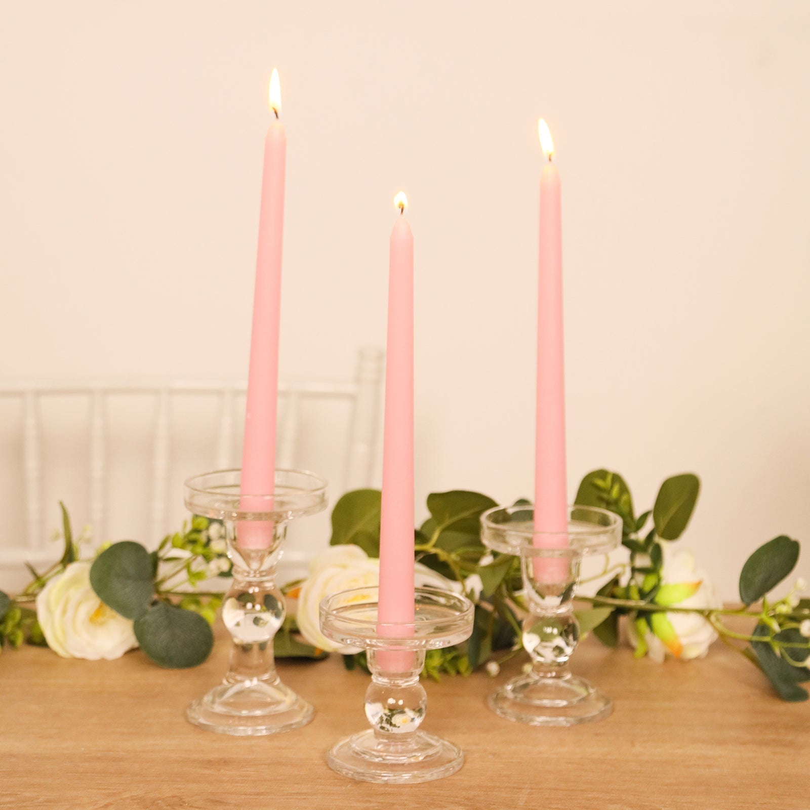 10-Pack Taper Candles Premium Wax Design Pink - Unscented Candles for Upscale Settings 10"