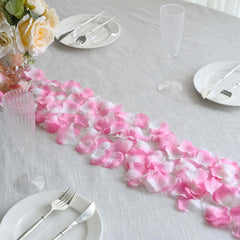 500-Pack Rose Petals Round Design White Pink Silk Confetti - Decorative Scatters for Tables and Floors