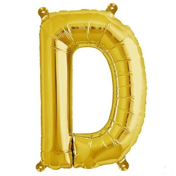 13" Gold Letter & Number Balloons, Shiny Metallic Mylar Foil Alphabet Balloons