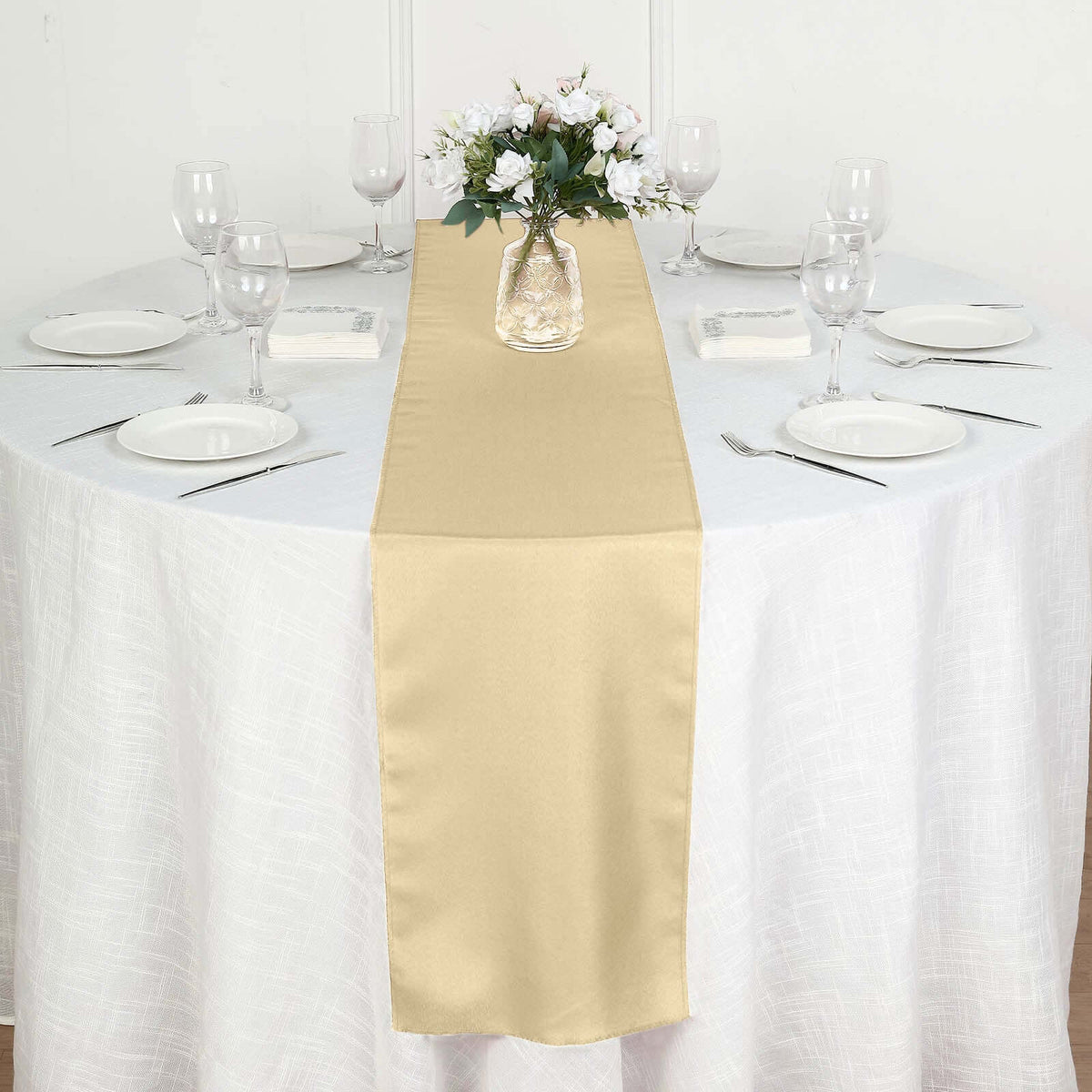 Polyester 12"x108" Table Runner Champagne - Durable & Wrinkle-Resistant Table Decor