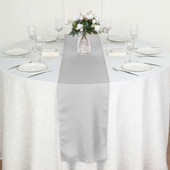 Polyester 12"x108" Table Runner Silver - Durable & Wrinkle-Resistant Table Decor