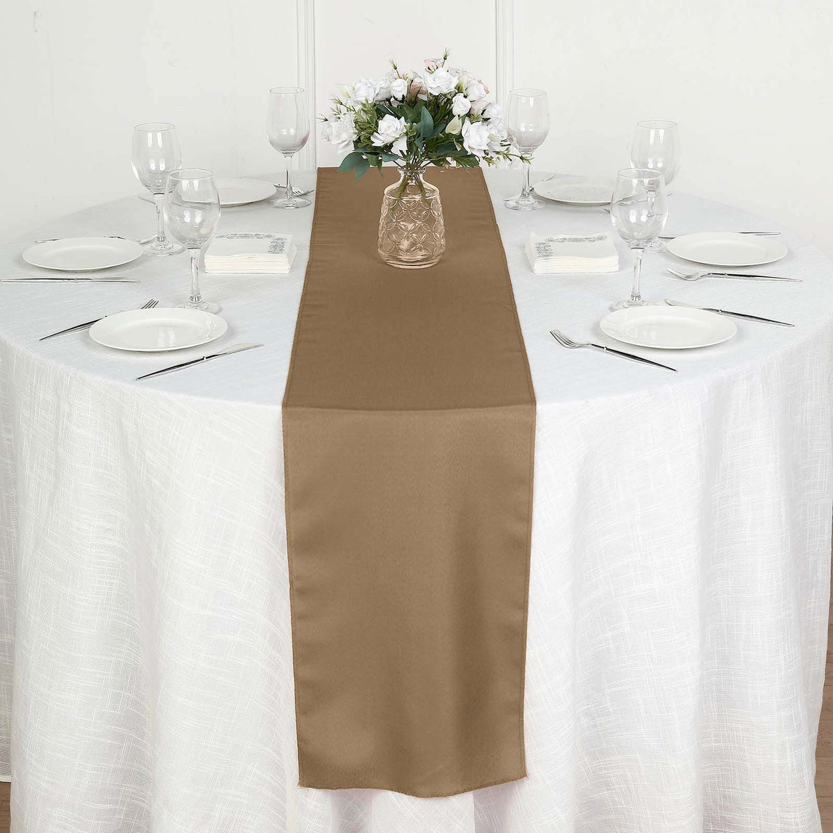 Polyester 12"x108" Table Runner Taupe - Durable & Wrinkle-Resistant Table Decor