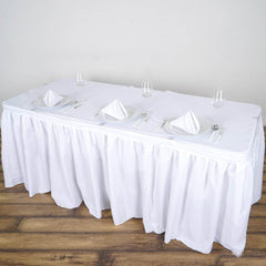 Polyester 14ft Table Skirt White - Classic Pleated Design for Weddings & Events