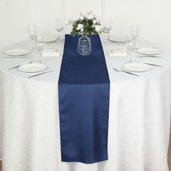Polyester 14"x108" Table Runner Dark Denim Blue - Modern Faux Denim Dining Table Runner
