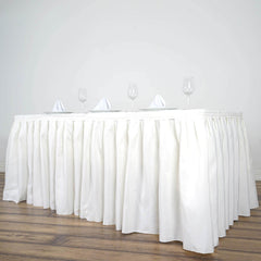 Polyester 17ft Table Skirt Ivory - Classic Pleated Design