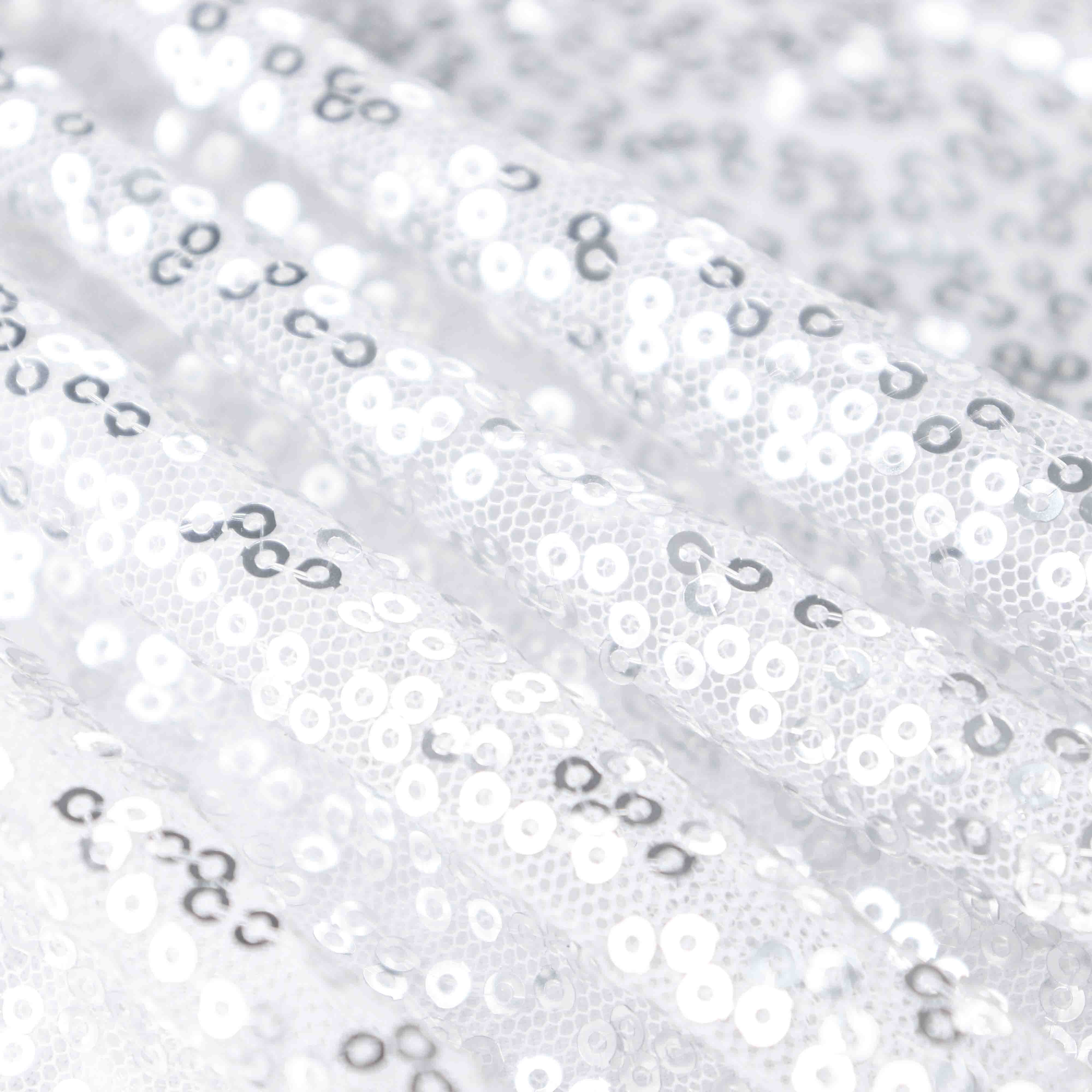 Sequin 17ft Table Skirt Silver - Pleated Satin With Top Velcro Strip