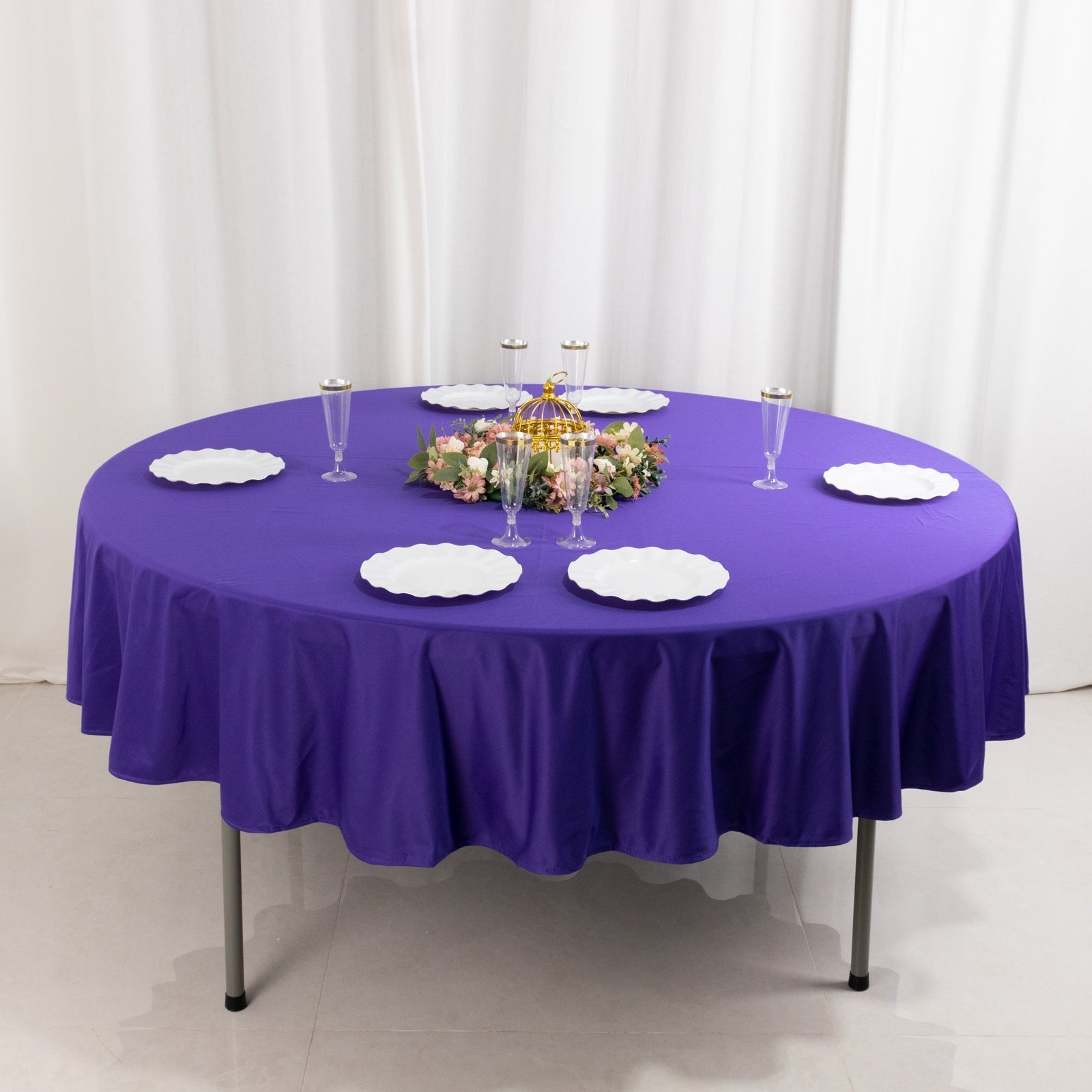Scuba Round 90" Tablecloth Purple - Wrinkle Free & Stain Resistant Table Cover