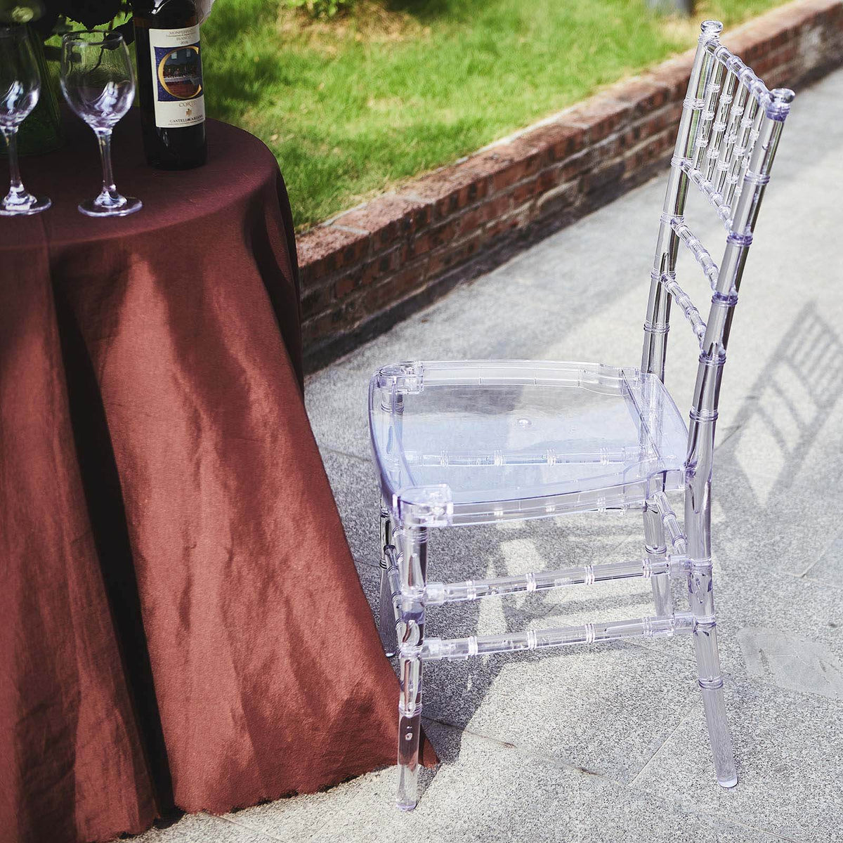 4 Pack Resin Chiavari Chairs Transparent and Stackable Clear - Sleek Armless Design for Weddings & Gatherings