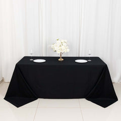 100% Cotton 90"x132" Rectangle Tablecloth Black Linen - Seamless, Soft & Breathable Table Cover