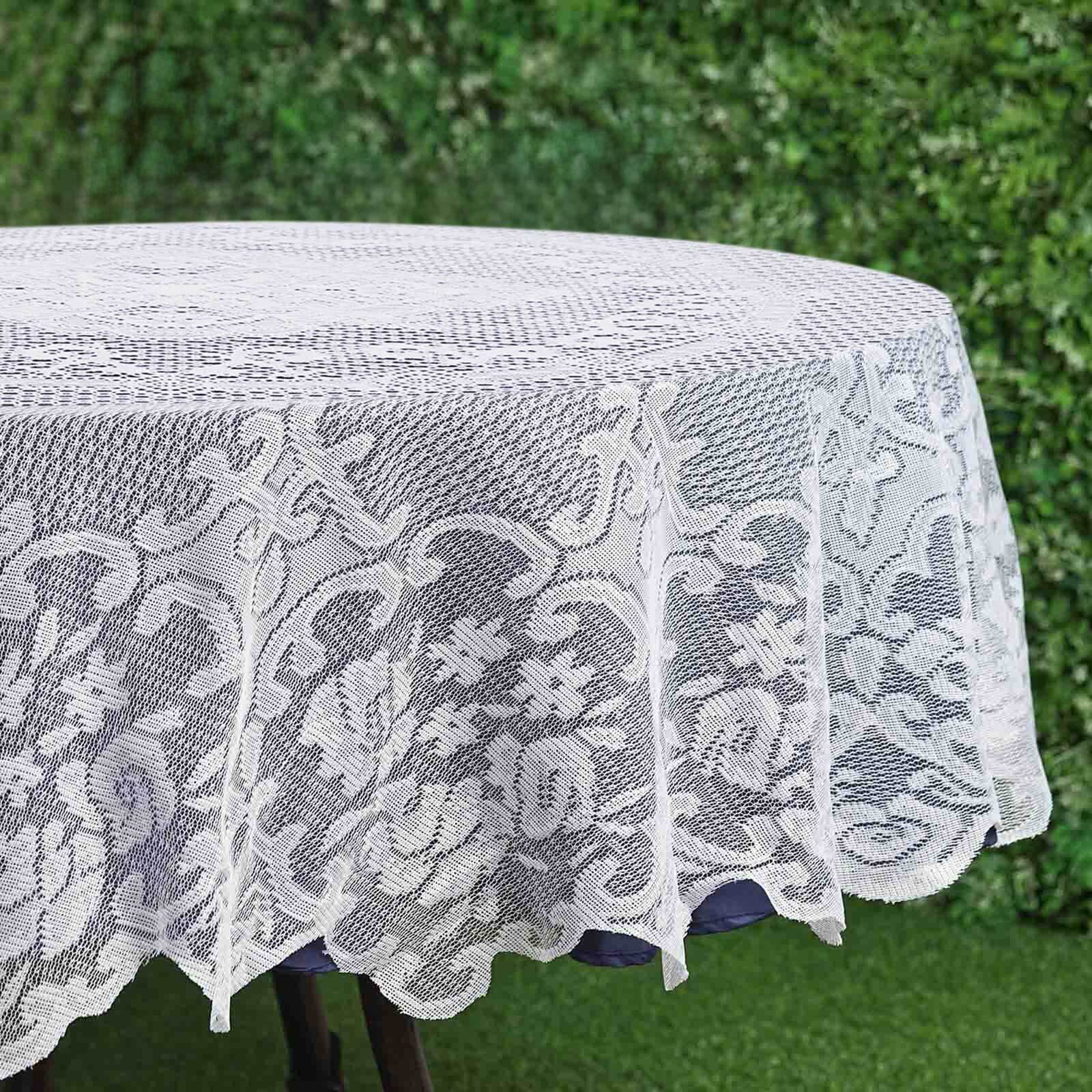Lace 70" Round Tablecloth White - Premium Design for Intimate Table Settings