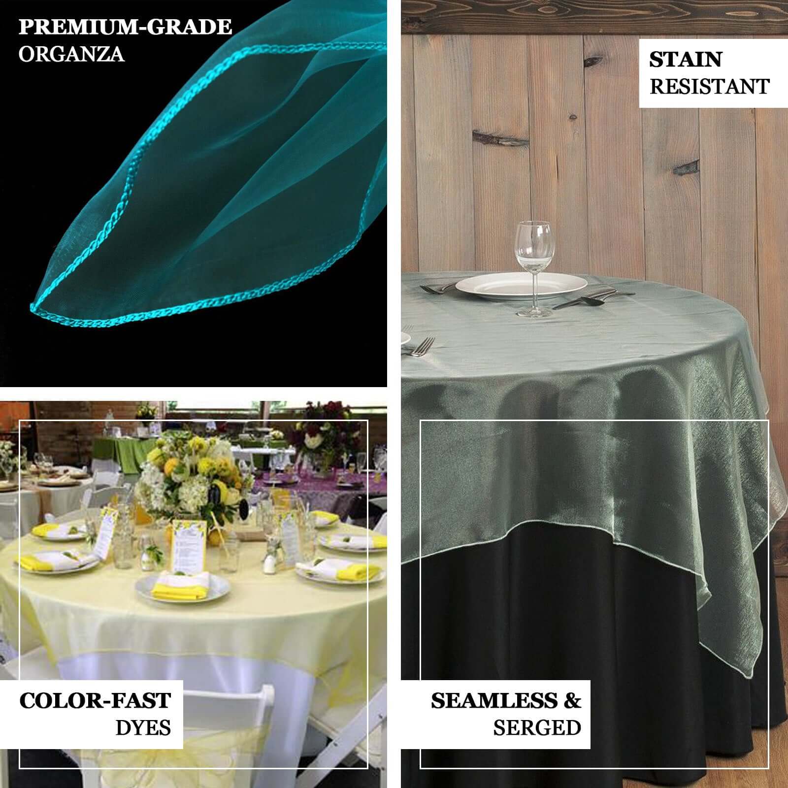Organza 72"x72" Table Overlay Square Tablecloth Light Blue - Sheer Table Cover