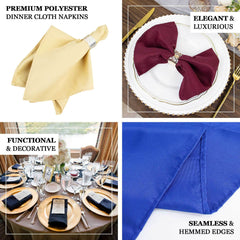 5 Pack Premium Polyester 20"x20" Napkins Dusty Blue - Wrinkle-Resistant & Durable Dinner Napkins