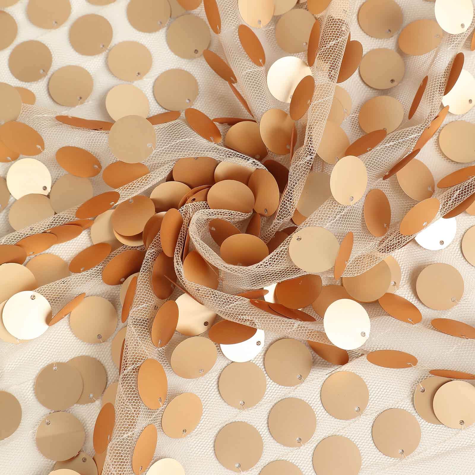 Sequin 72"x72" Table Overlay Square Tablecloth Matte Champagne - Big Payette Table Cover