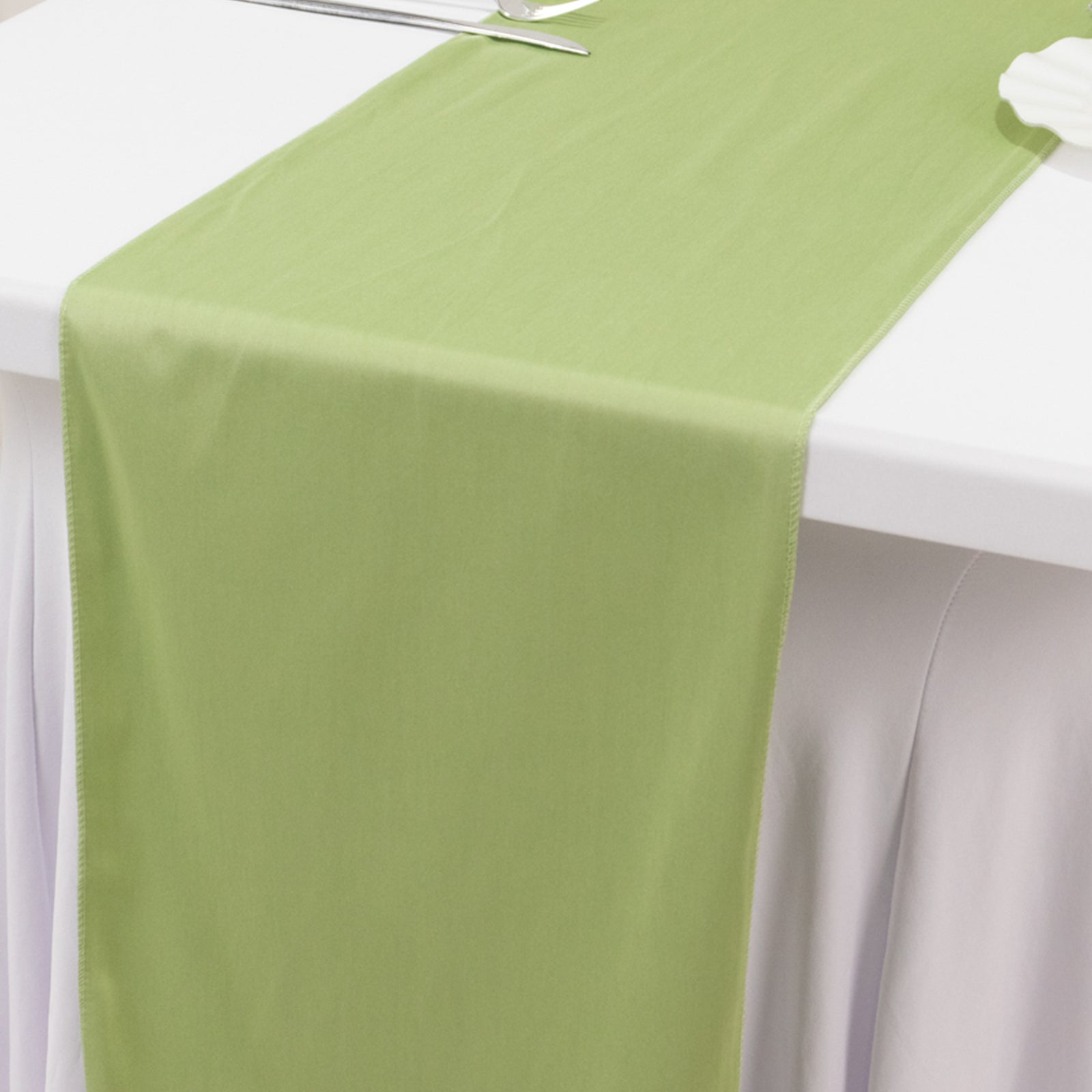 Scuba Polyester 12"x108" Table Runner Sage Green - Wrinkle-Free Table Linen