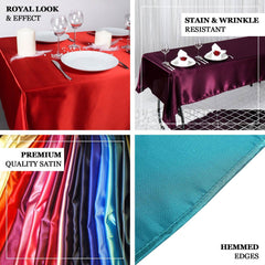 Satin Rectangular 60"x126" Tablecloth Red - Smooth and Lustrous Table Cover