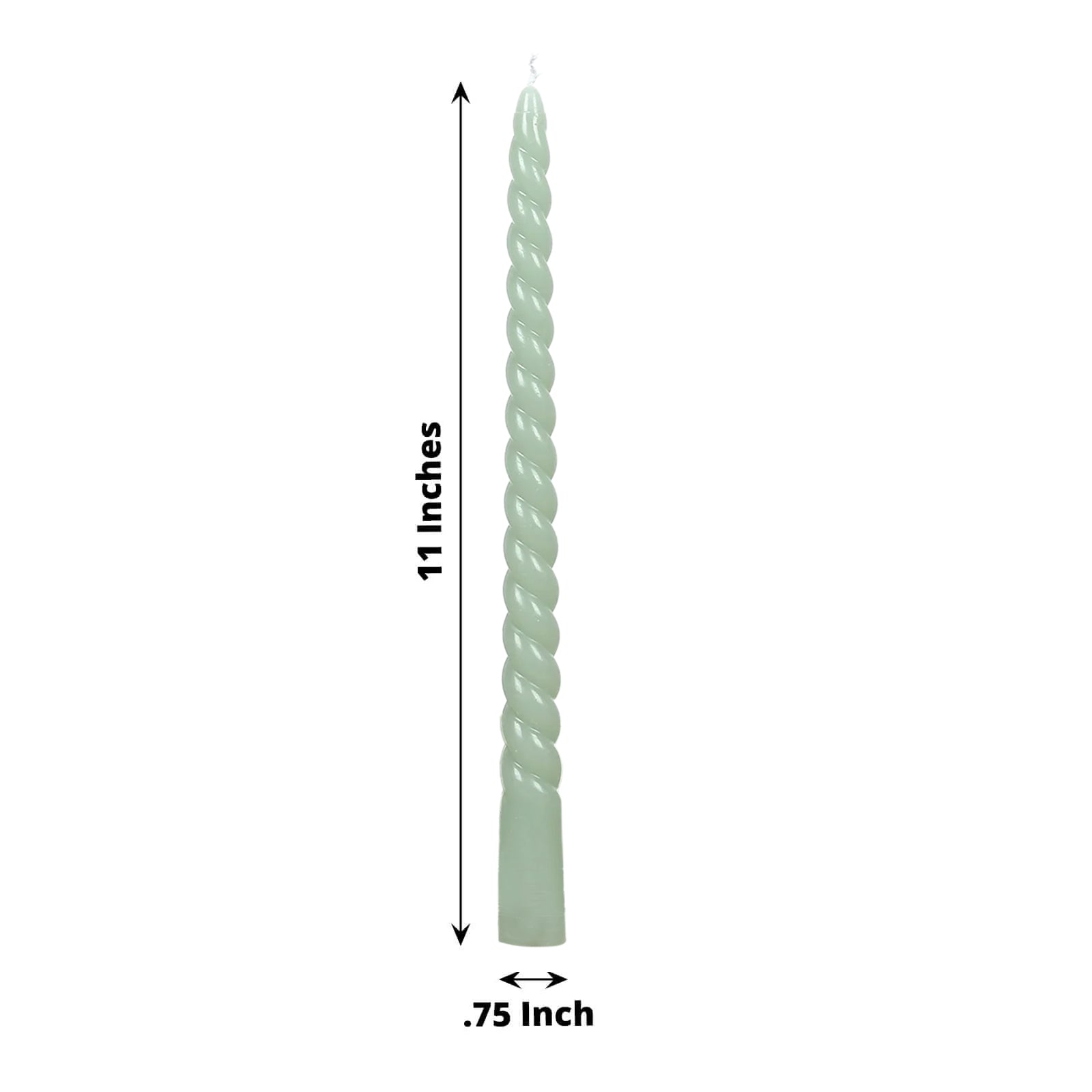 12 Pack 11" Sage Green Premium Unscented Spiral Wax Taper Candles, Long Burn Wick Dinner Candle Sticks