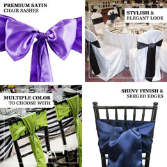 5 Pack Satin Chair Sashes Chocolate - Durable Chair Bows with Shiny Finish 6"x106"