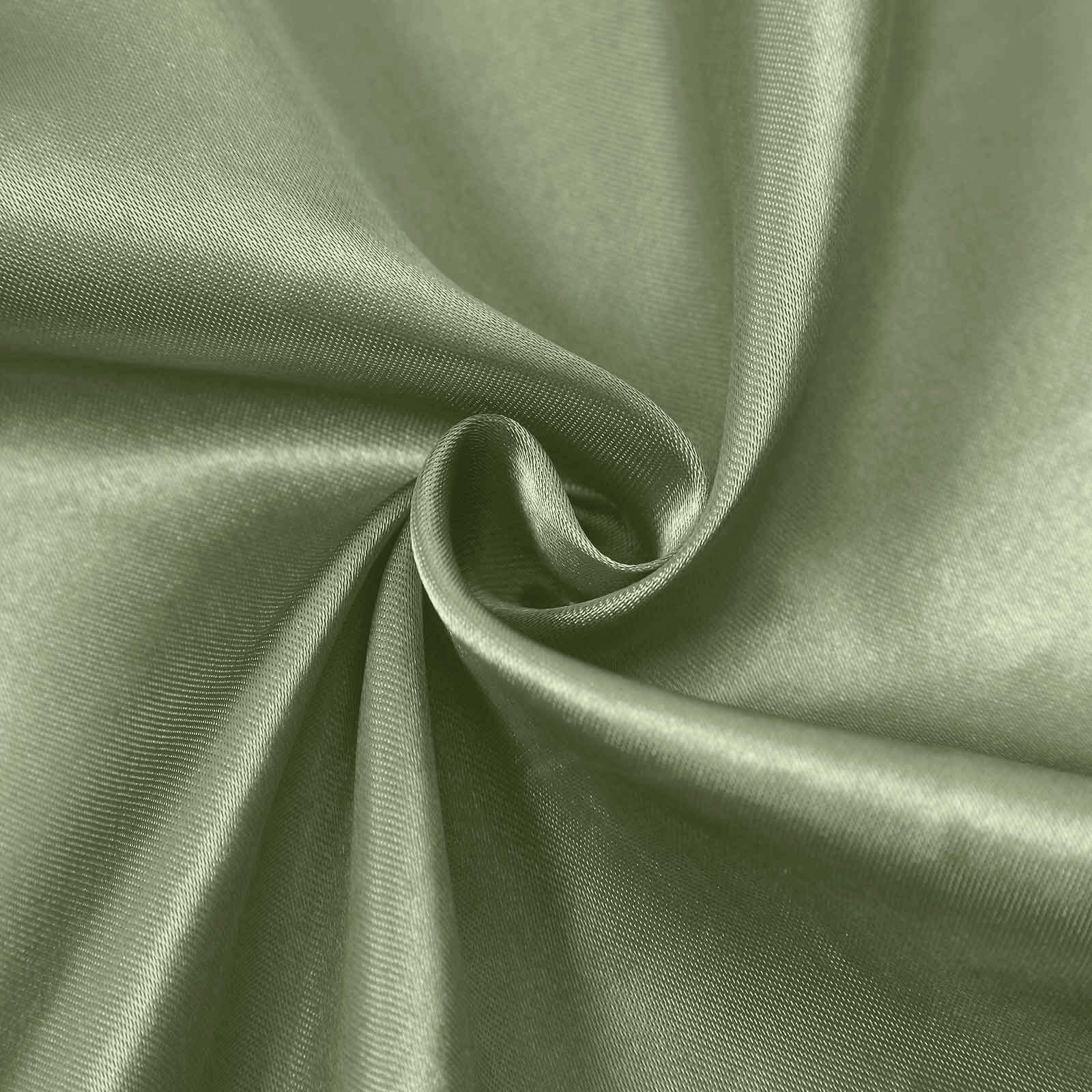 Satin Chair Cover Self-Tie Universal Design Dusty Sage Green - Durable Slip-On Cover for Folding, Dining, Banquet & Standard Chairs