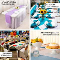 Scuba Polyester 12"x108" Table Runner White - Wrinkle-Free Table Linen for Events & Weddings