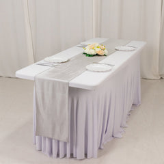 Scuba Polyester 12"x108" Table Runner Shimmer Silver - Wrinkle-Free Table Linen