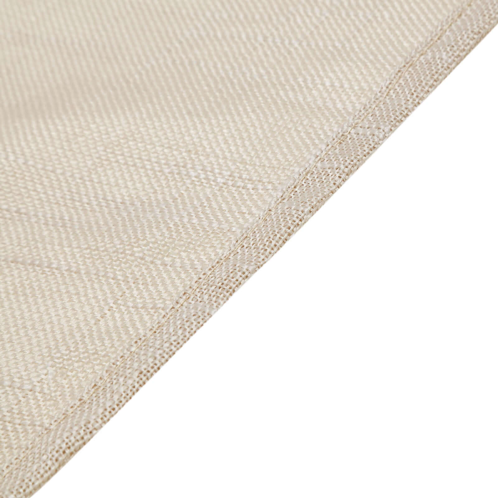 Faux Linen 120" Round Tablecloth Beige - Slubby Texture Wrinkle-Resistant Seamless Table Cover