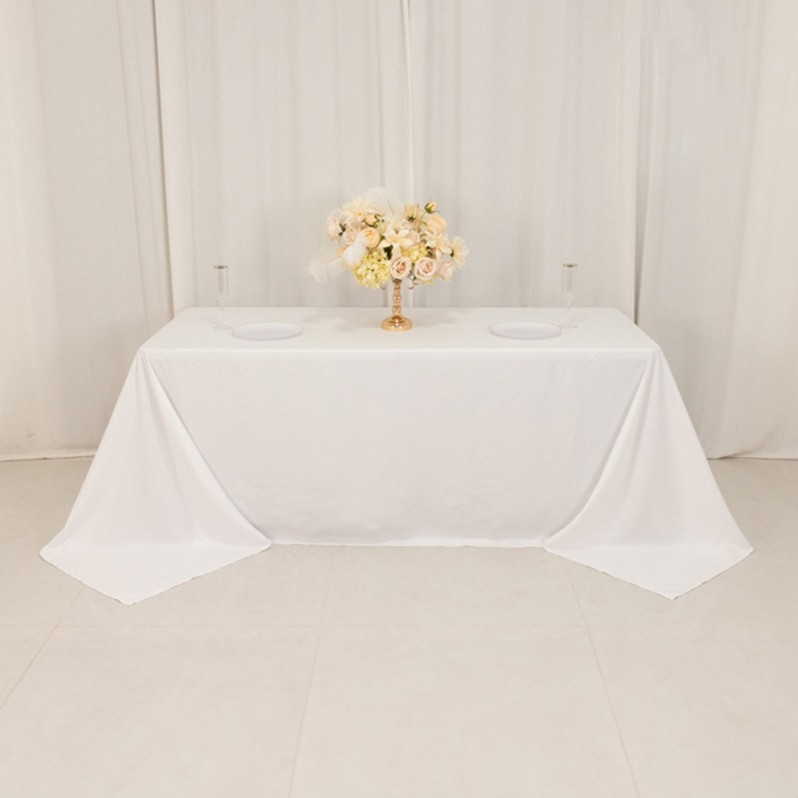 Cotton Blend 90"x132" Rectangle Tablecloth White - Seamless Wrinkle-Resistant Design for Classy Occasions