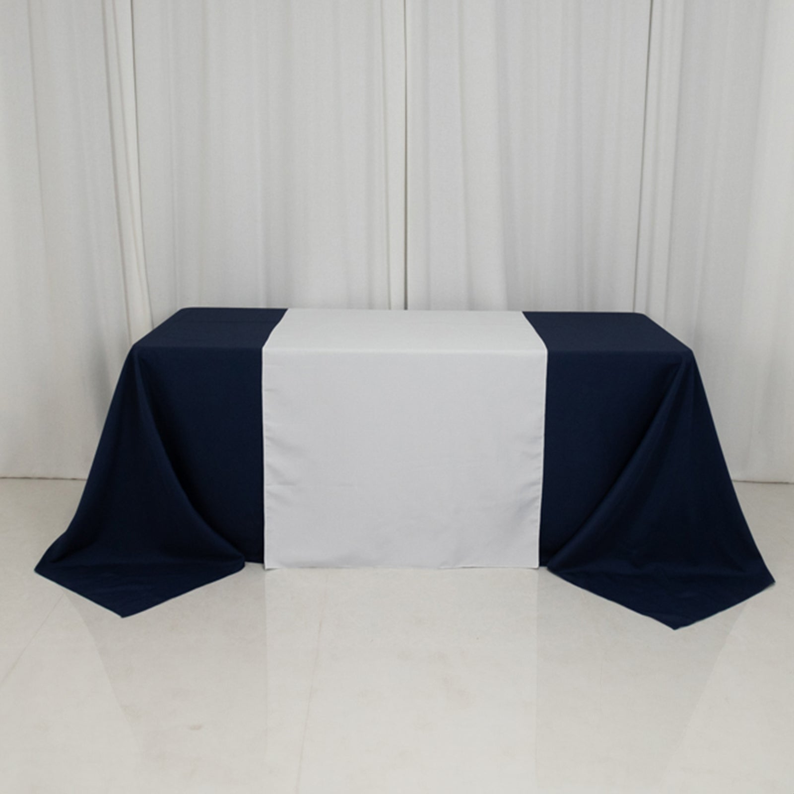 Wide Polyester 36"x72" Table Runner White - Durable Trade Show Table Linen