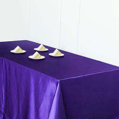 Satin Rectangular 90"x156" Tablecloth Purple - Seamless Table Cover