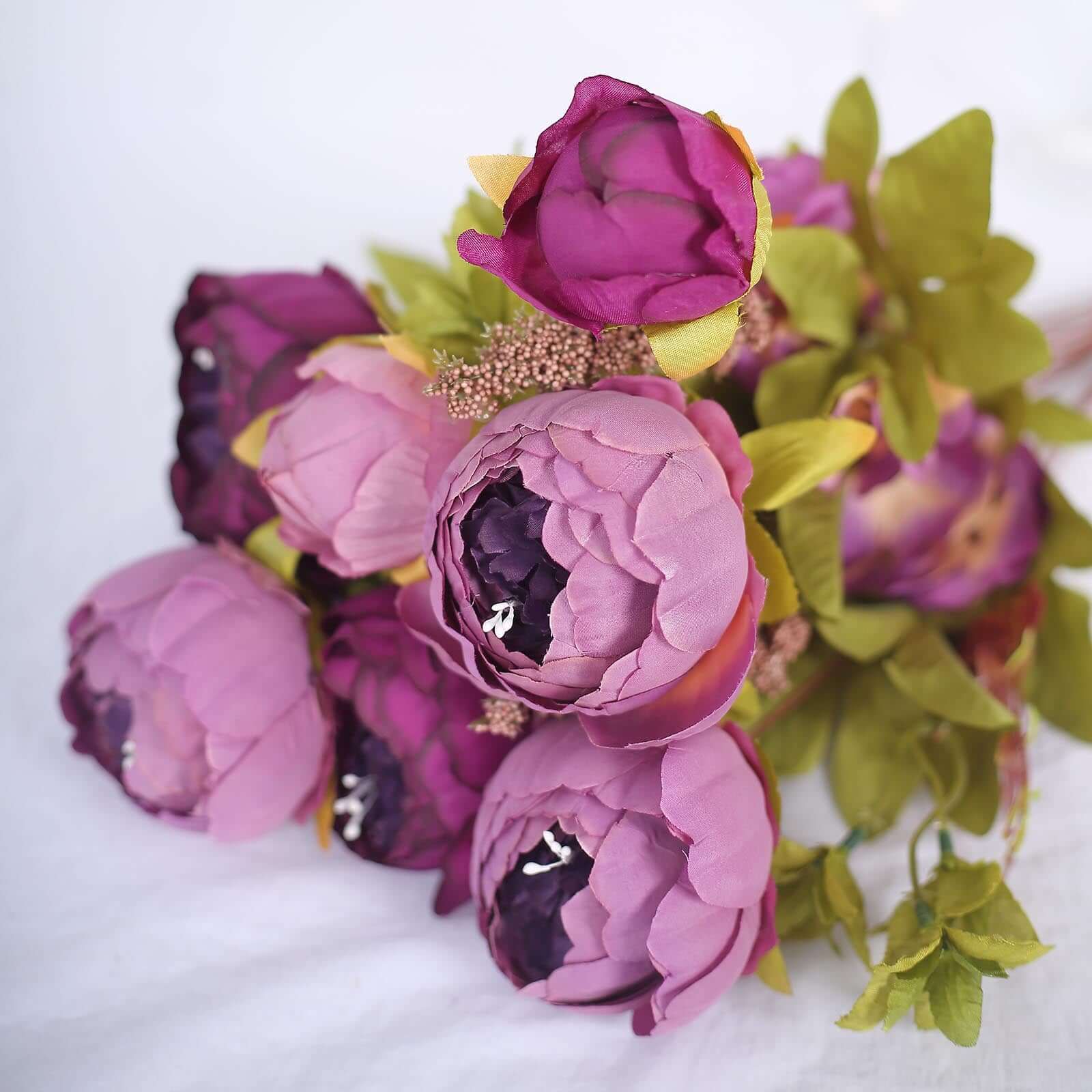 2 Pack 19" Purple Artificial Peony Flower Wedding Bouquets, Faux Silk Flower Arrangements