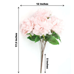 2 Bushes 17" Blush Artificial Silk Peony Flower Bouquets, Real Touch Peonies Spray