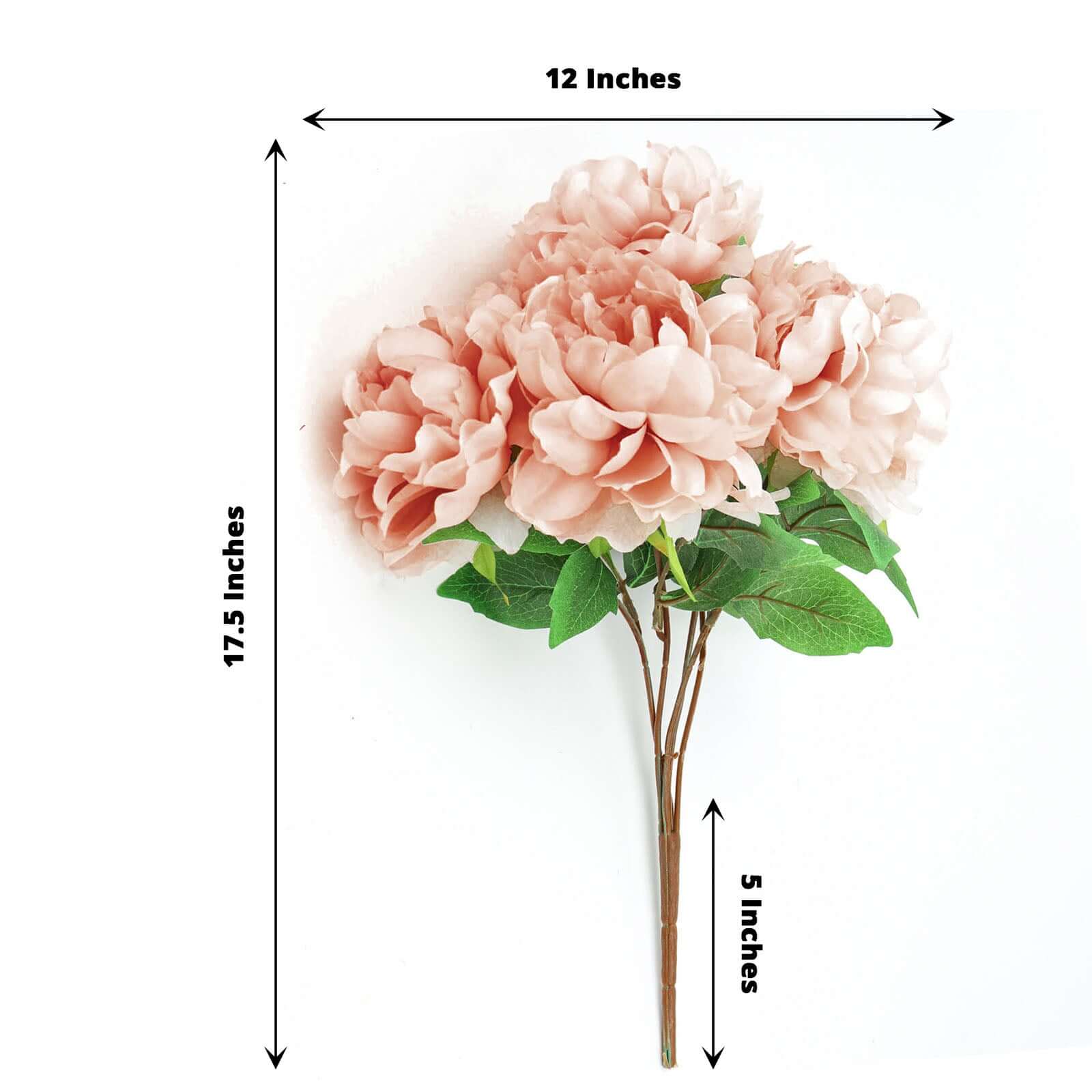 2 Bushes 17" Dusty Rose Artificial Silk Peony Flower Bouquets, Real Touch Peonies Spray