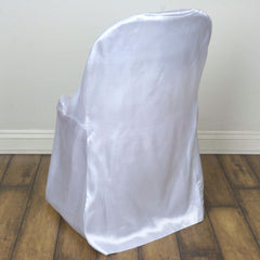 Satin Chair Covers for Folding Chairs White with Glossy Sheen - Stylish Reusable Covers for Formal Gatherings
