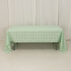 Polyester 60"x126" Rectangle Tablecloth White/Sage Green - Buffalo Plaid Checkered Table Cover