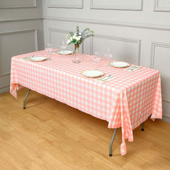 5-Pack Plastic Table Covers Pink Checkered Rectangle - Durable PVC Disposable Covers for Events 54"x108"