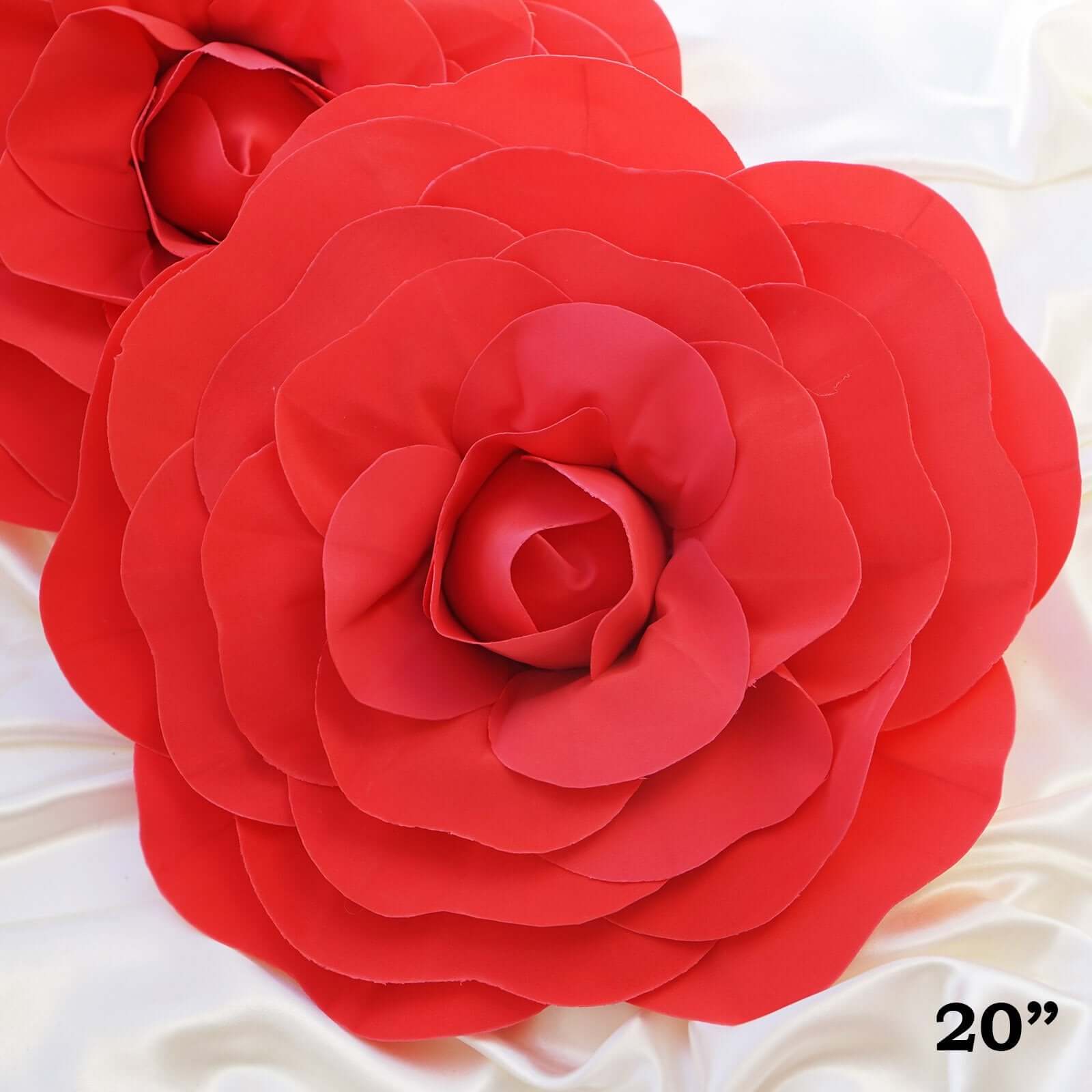 2 Pack 20" Large Red Real Touch Artificial Foam DIY Craft Roses