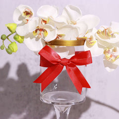 50 Pcs 10" Red Pre Tied Ribbon Bows, Satin Ribbon With Gold Foil Lining For Gift Basket and Party Favors Decor