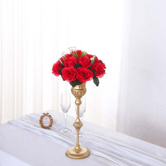 2 Pack Red Silk 15-Head Rose Flower Balls For Centerpieces - 10", Artificial Kissing Ball Floral Arrangements