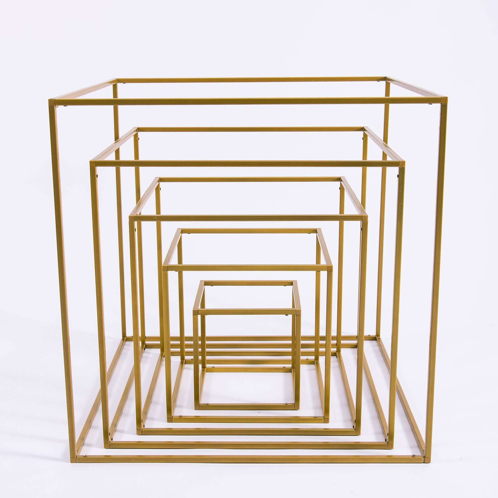 2-Pack Metal Flower Stands Gold Geometric Wedding Centerpieces Square Frame - Durable Display 12"