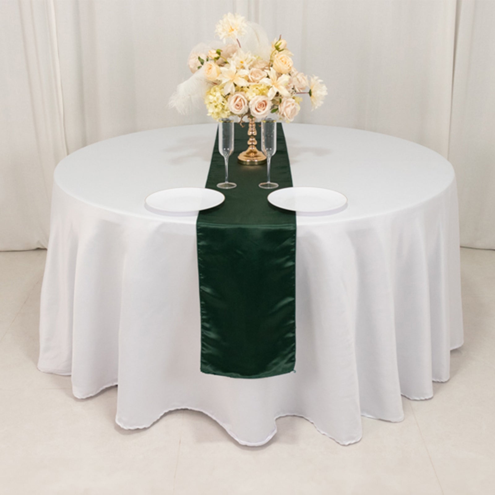 Lamour Satin 12"x108" Table Runner Hunter Emerald Green - Smooth & Lustrous Finish
