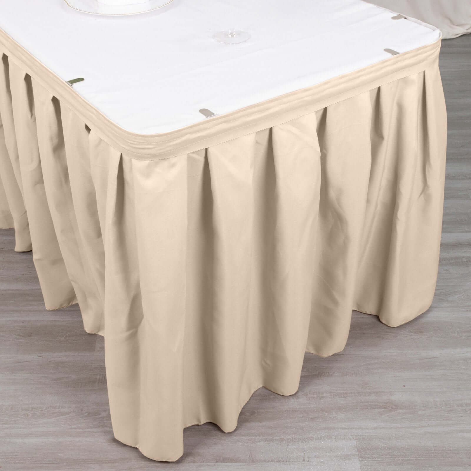 Polyester 21ft Table Skirt Nude - Classic Pleated Design