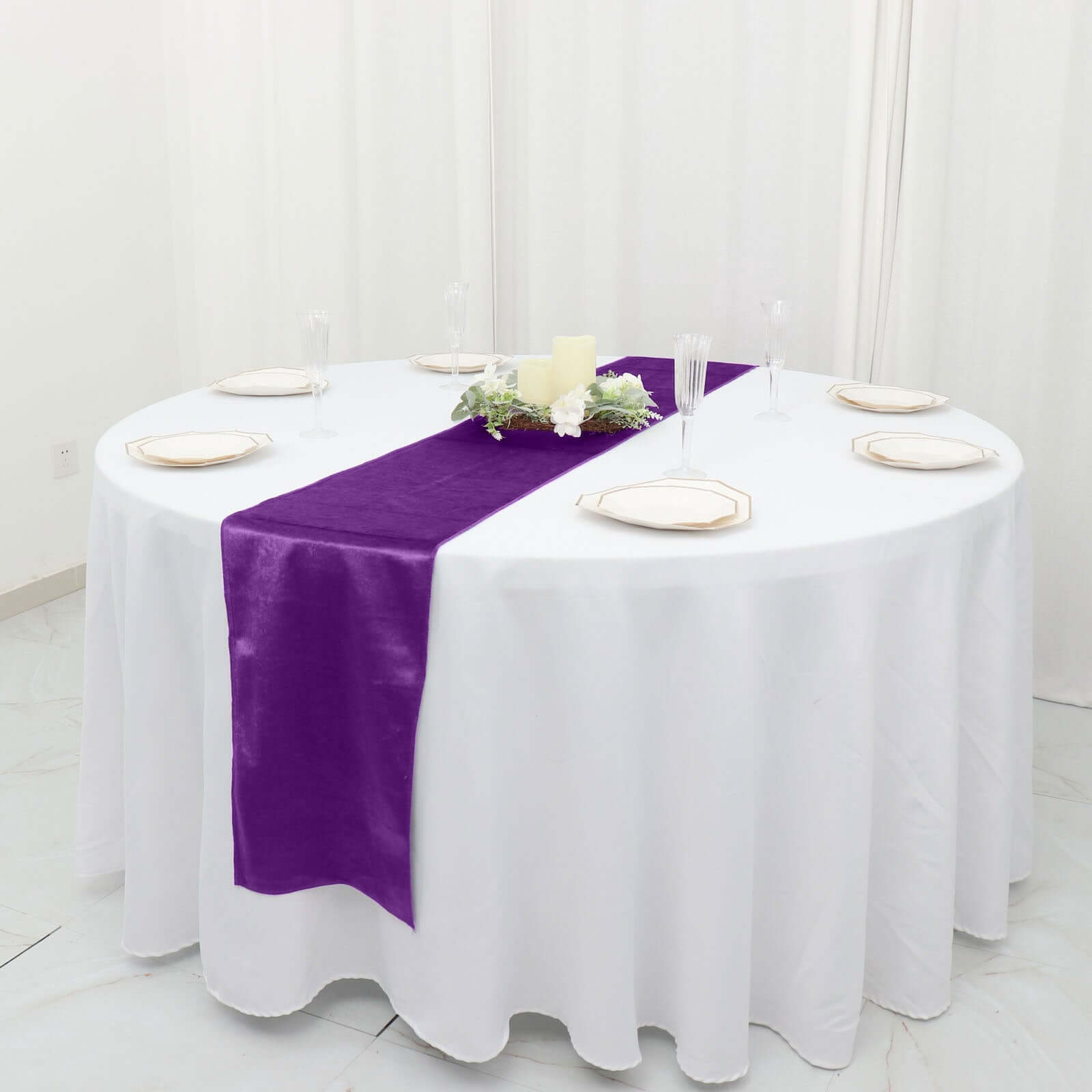 Premium Velvet 12"x108" Table Runner Purple - Sheen Finish Reusable Table Decor
