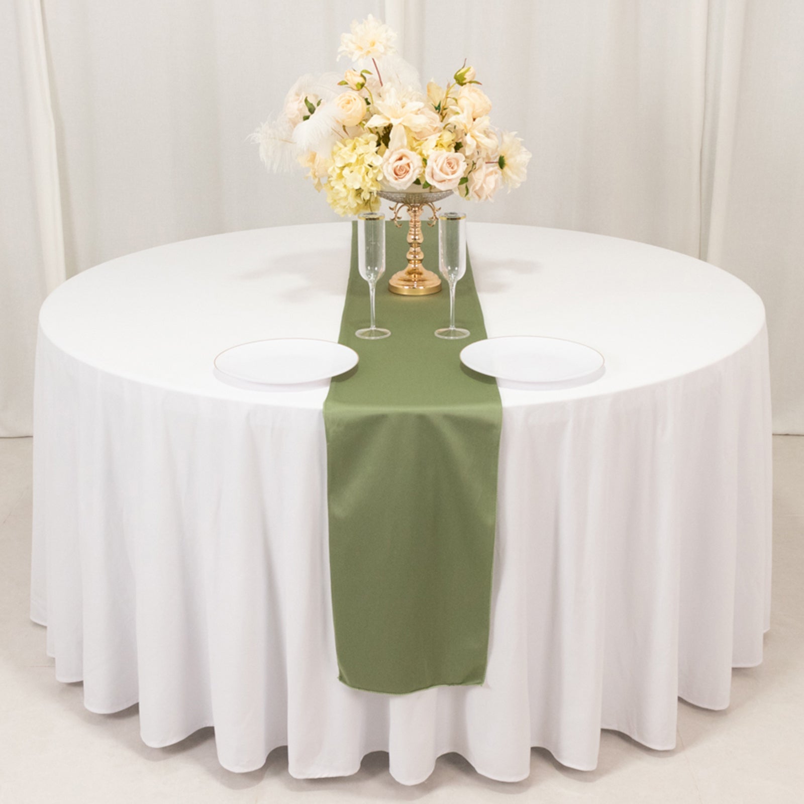 Scuba Polyester 12"x108" Table Runner Dusty Sage Green - Wrinkle-Free Table Linen