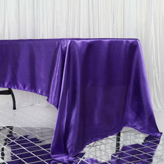 Satin Rectangular 60"x126" Tablecloth Purple - Smooth and Lustrous Table Cover