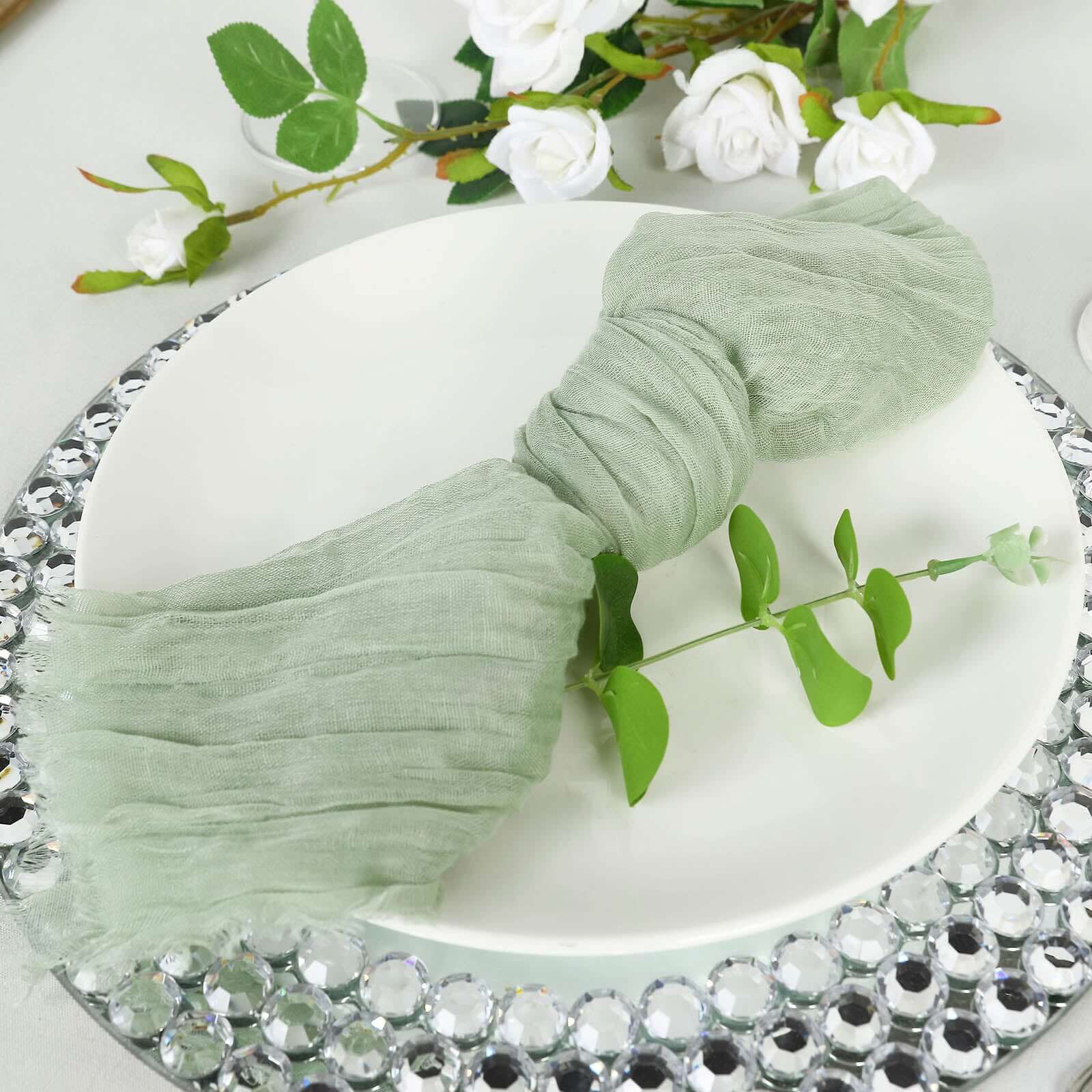 5 Pack Gauze Cheesecloth 24"x19" Napkins Sage Green Reusable Dinner Napkins