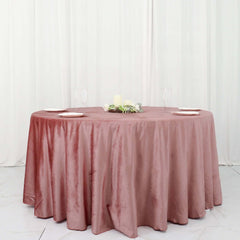 Premium Velvet 120" Round Tablecloth Dusty Rose - Reusable Soft & Seamless Table Cover
