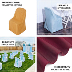 Polyester Slip On Folding Chair Covers Terracotta (Rust) - Stain-Resistant Reusable Durable Fabric