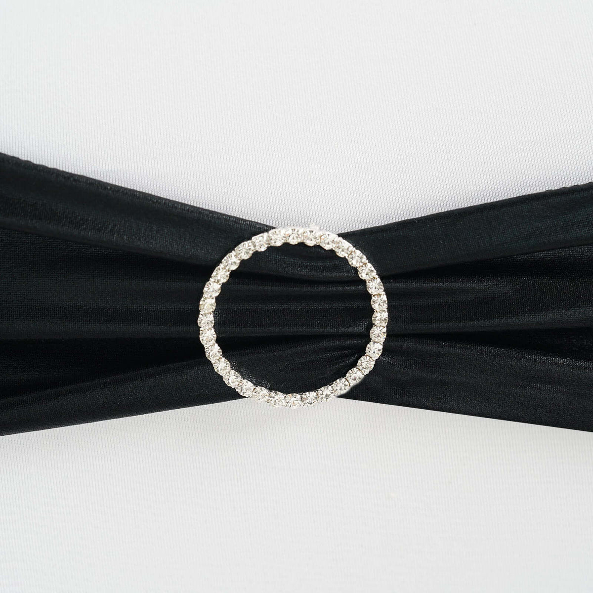 Rhinestone Chair Sash Band Buckle Silver 2" Circle Metal - Glittering Diamond Bow Pin for Chair Sashes & Wedding Decor