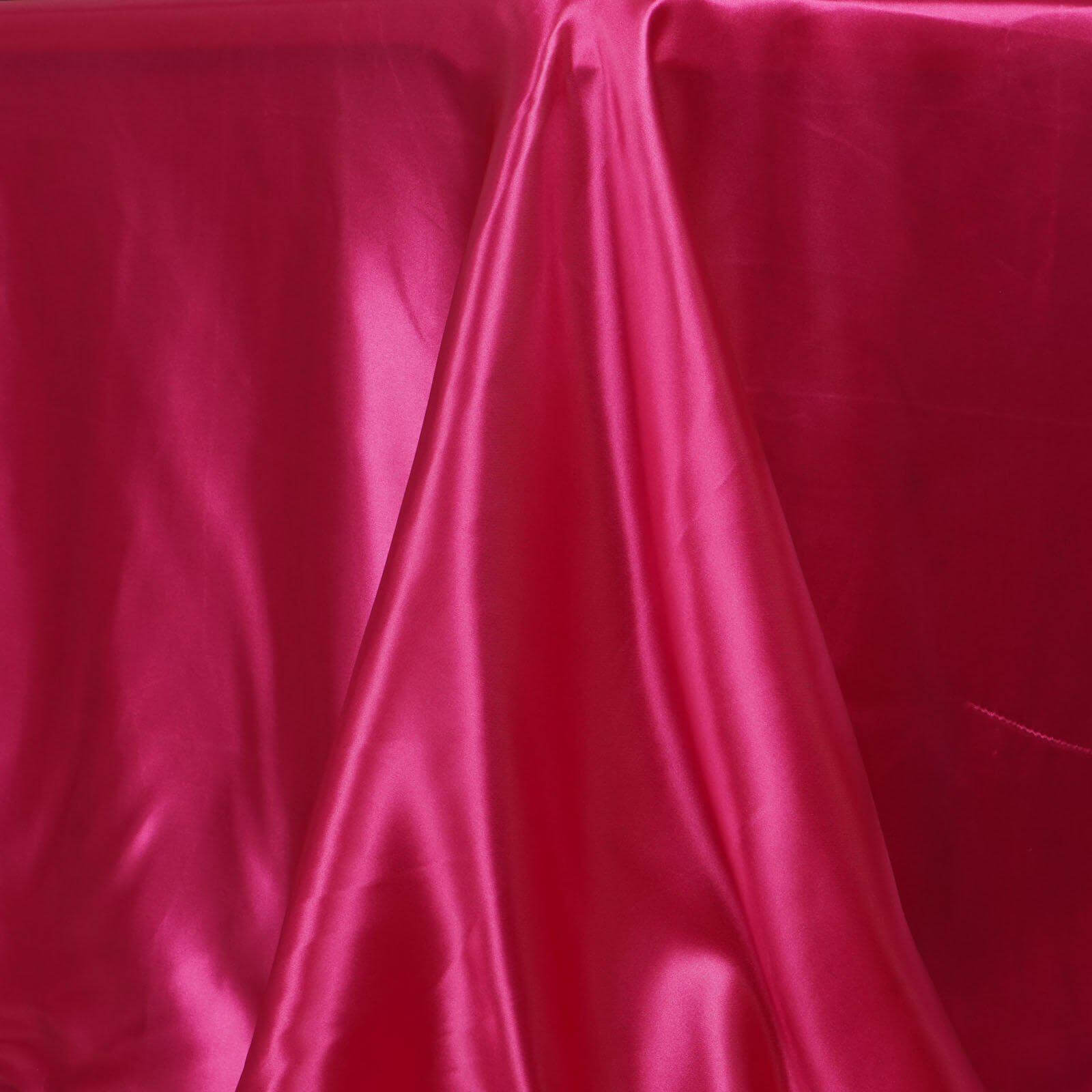 Satin Rectangular 90"x132" Tablecloth Fuchsia - Seamless Table Cover